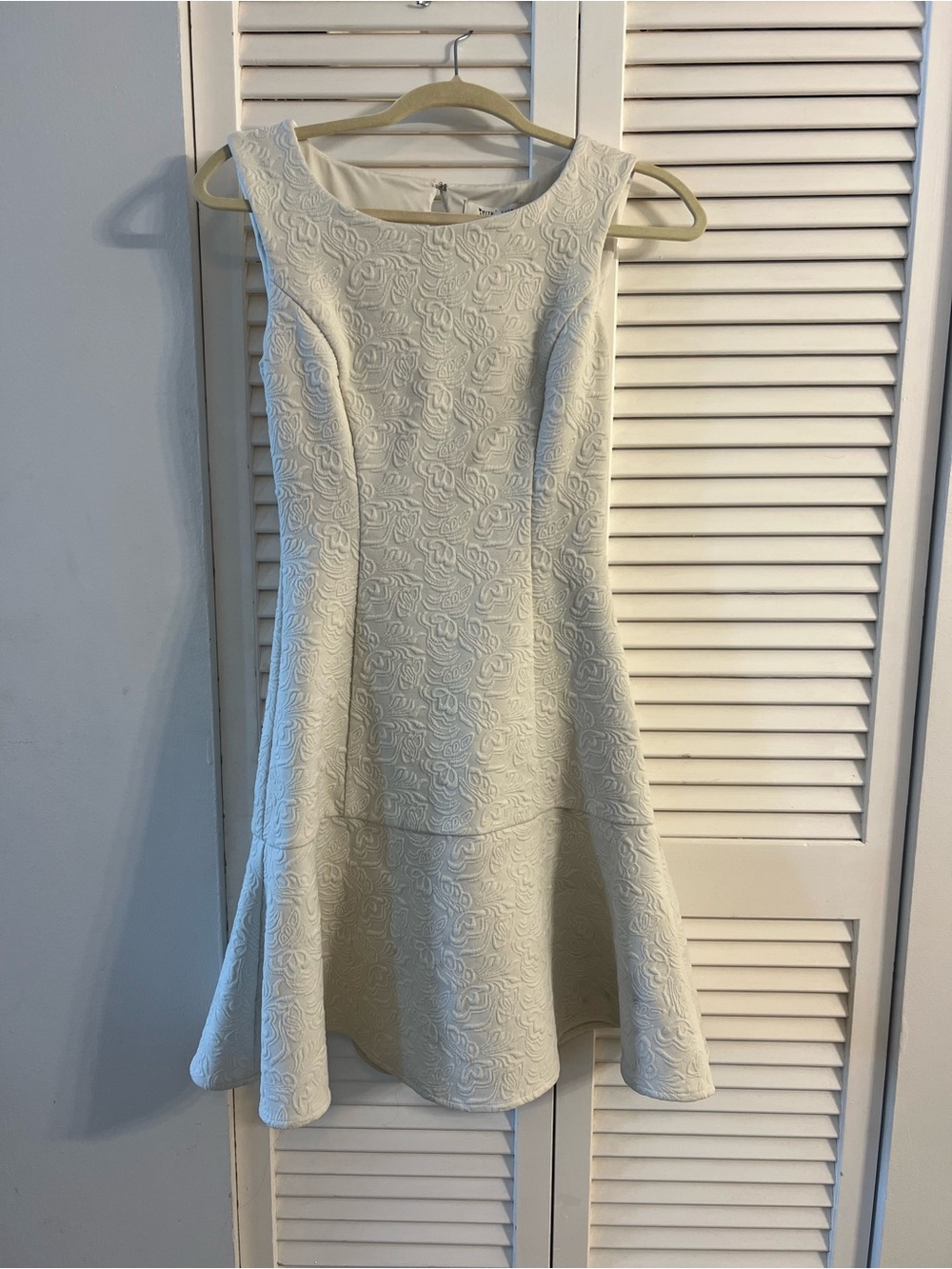 White House Black Market Cream Textured Fit & Flare Mini Dress